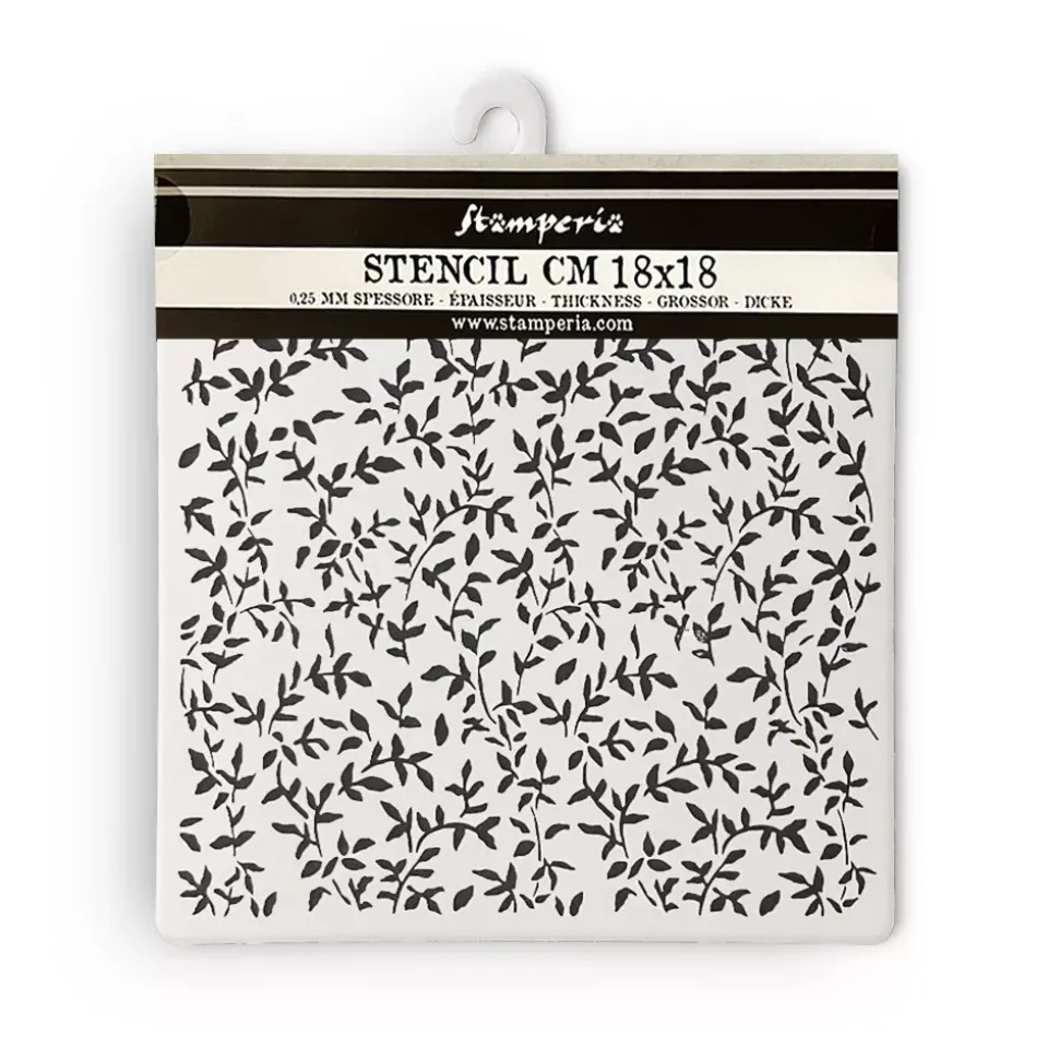 Plantilla de stencil Hojas Garden Stamperia 18x18cm