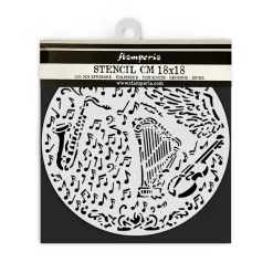 Plantilla de stencil Instrumentos Music Stamperia 18x18cm