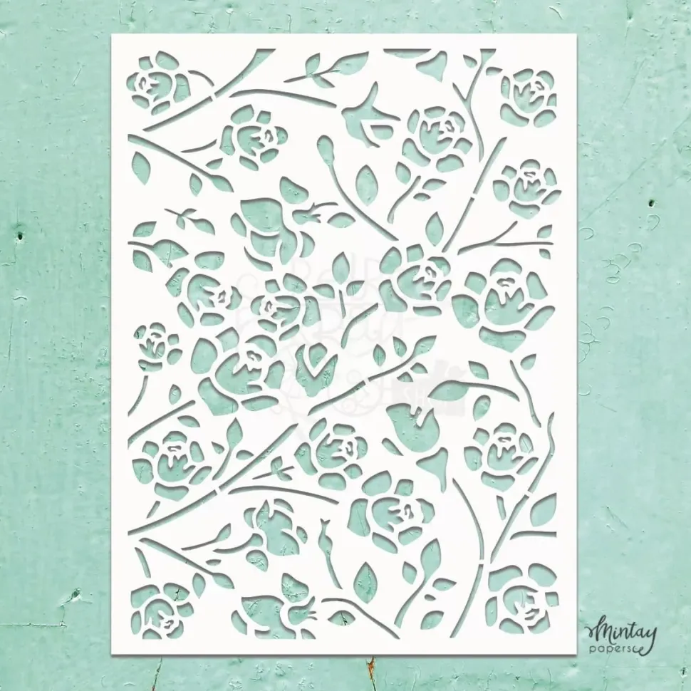 Plantilla de stencil Kreativa Rosebuds Mintay 15x20cm