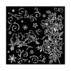 Plantilla de stencil Pajaritos Blue Land Stamperia 18x18cm