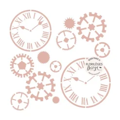 Plantilla de stencil Paso del tiempo Florilèges Design 15x15cm