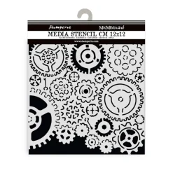 Plantilla de stencil Patrón de engranajes Best Sellers Stamperia 12x12cm
