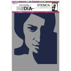 Plantilla de Stencil Pensive Face Dina Wakley Media Ranger 22x15cm