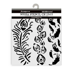 Plantilla de stencil Plumas Masquerade Stamperia 12x12cm