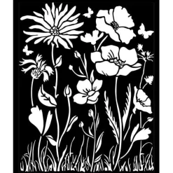 Plantilla de Stencil Poppy and Flower Atelier des Arts Stamperia 20x25cm
