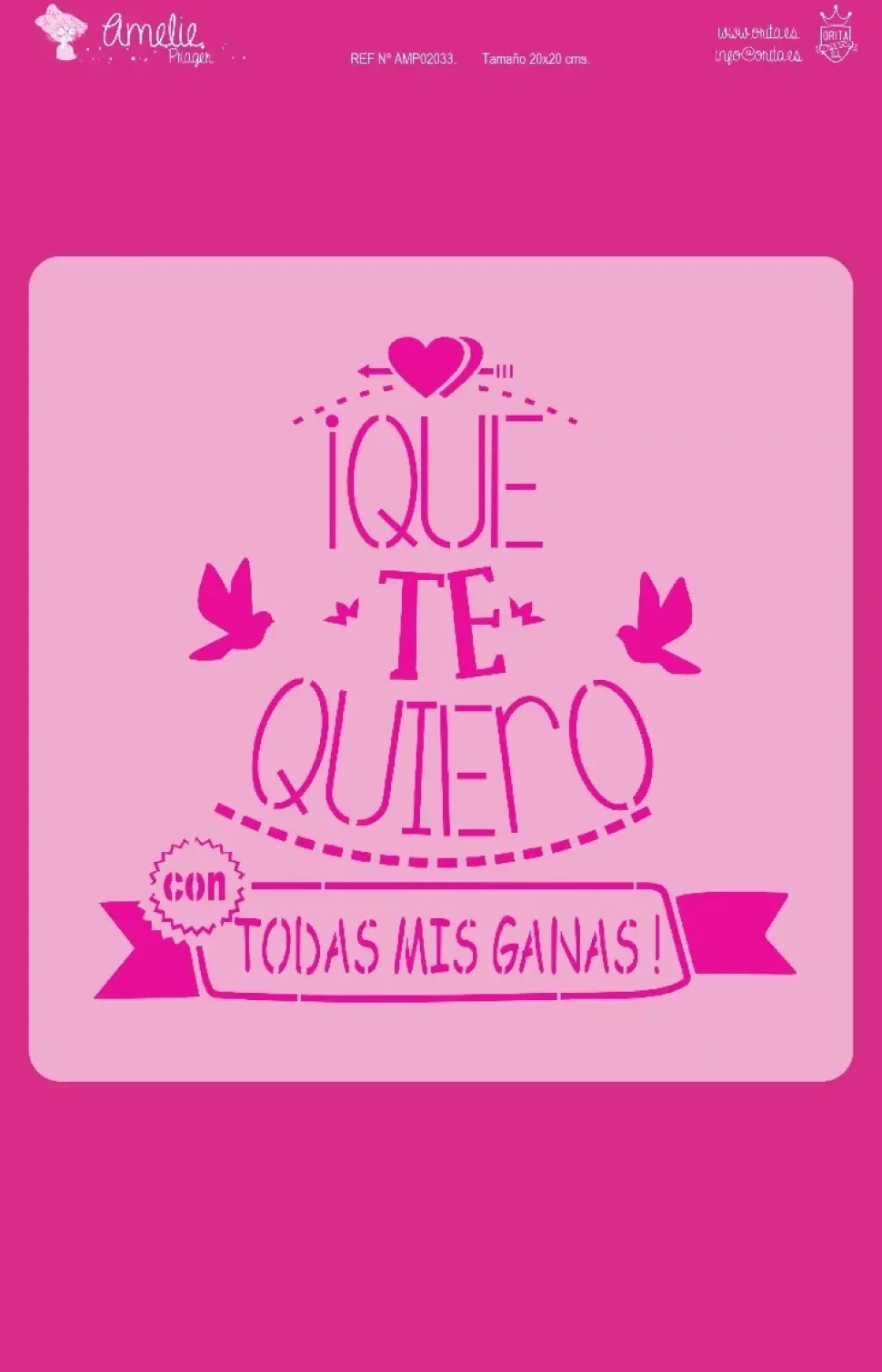 Plantilla de stencil Que te quiero 20x20cm