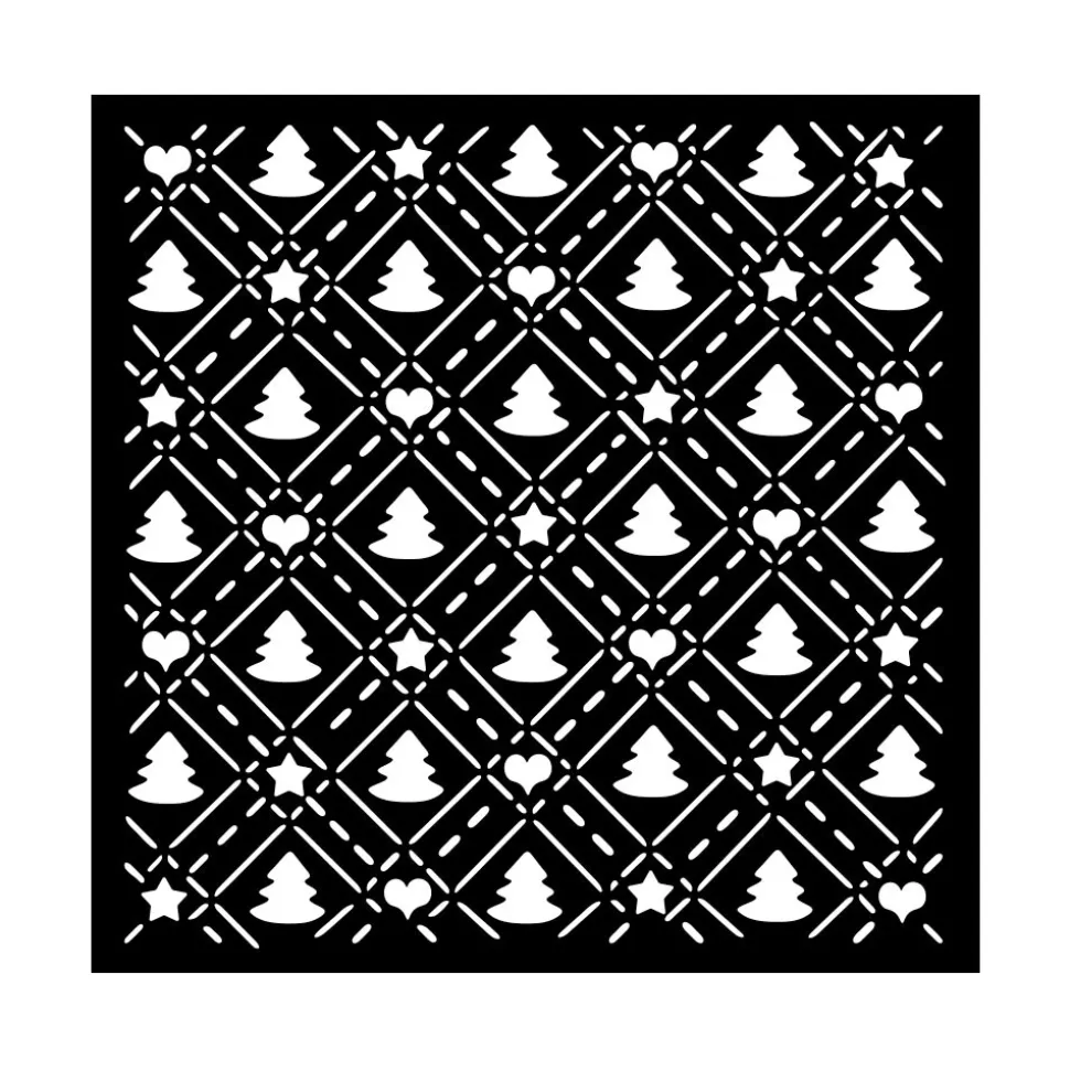 Plantilla de stencil Árboles de Navidad Romantic Candy Christmas Stamperia 18x18cm