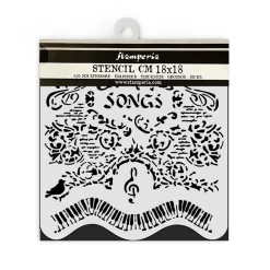 Plantilla de stencil Songs Music Stamperia 18x18cm