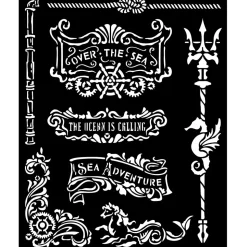 Plantilla de stencil Tridente Songs Of The Sea Stamperia 20x25cm