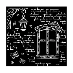 Plantilla de stencil Ventana Blue Land Stamperia 18x18cm