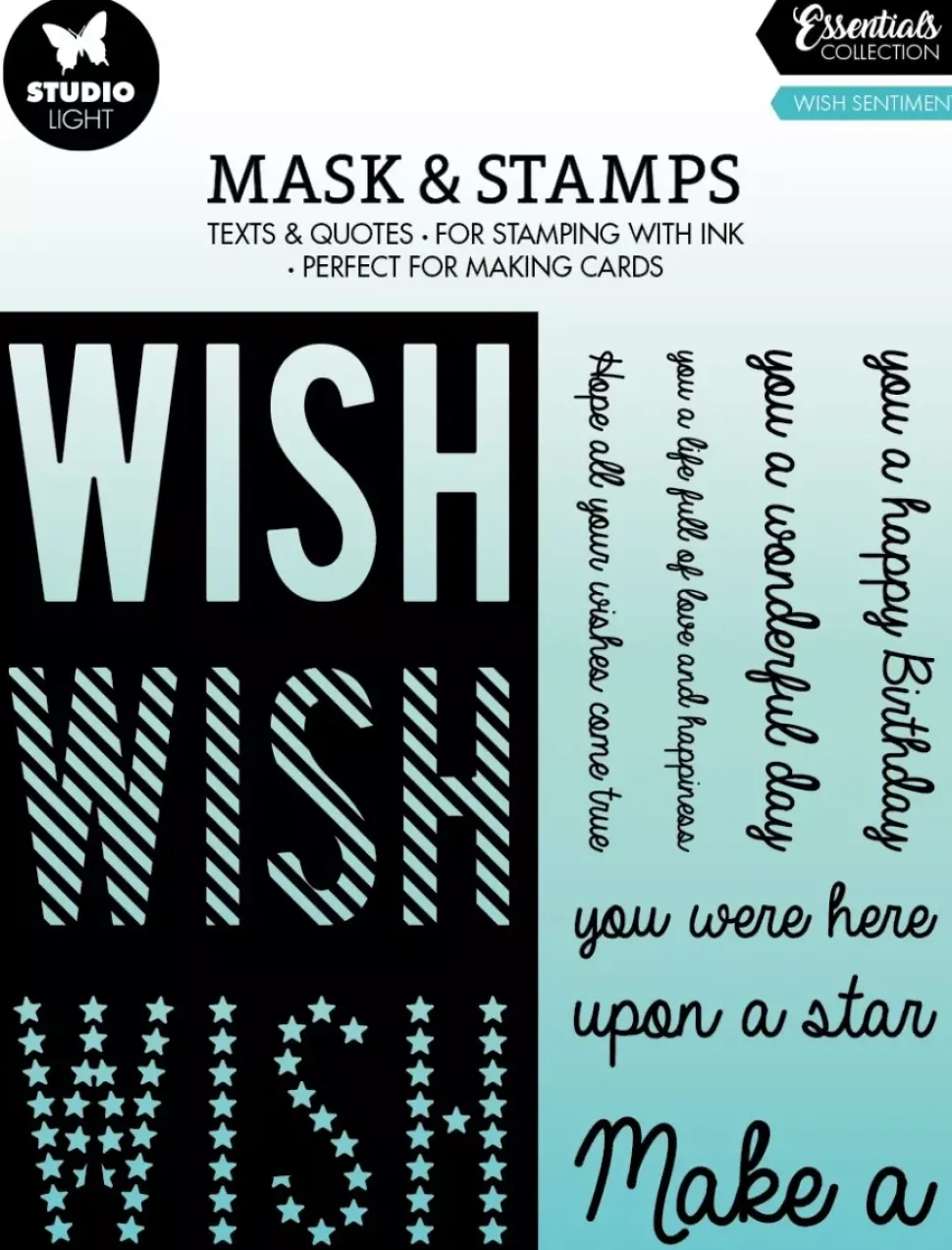 Plantilla de Stencil y Sellos Transparentes Wish Essentials Studio Light