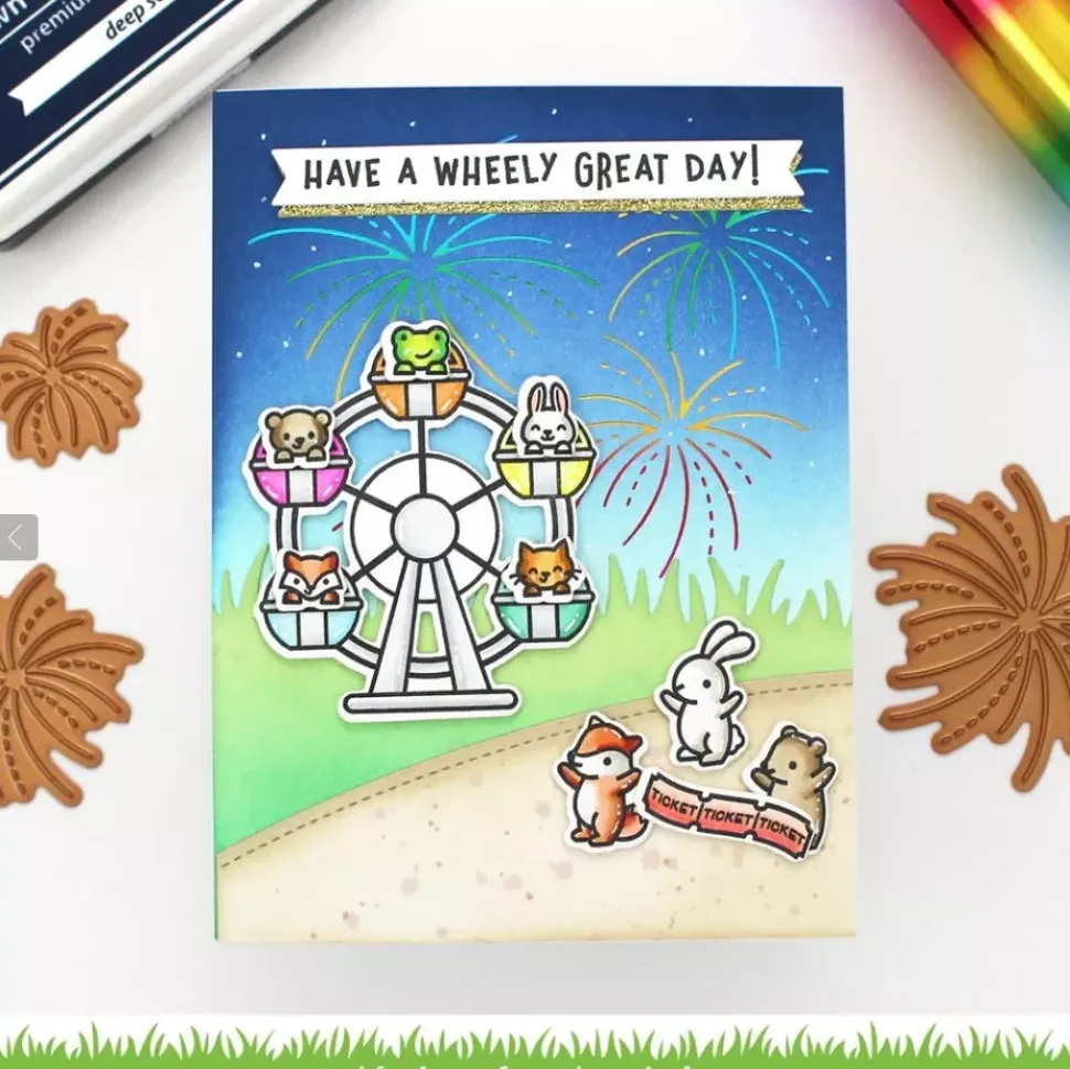 Plantilla foil Fireworks Lawn Fawn