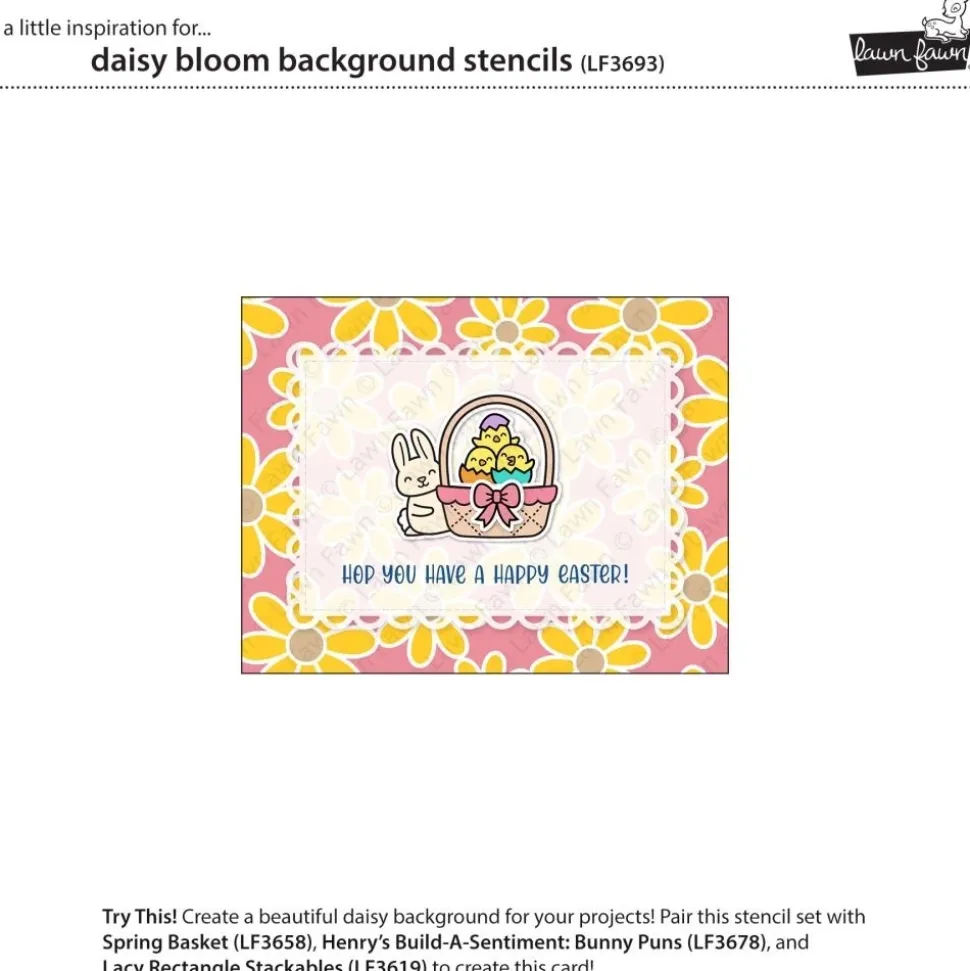 Plantillas de stencil Daisy Bloom Background Lawn Fawn