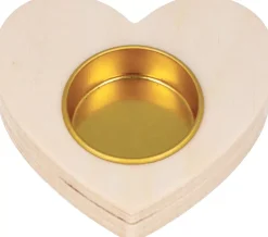 Portavelas De Madera Corazón Artemio