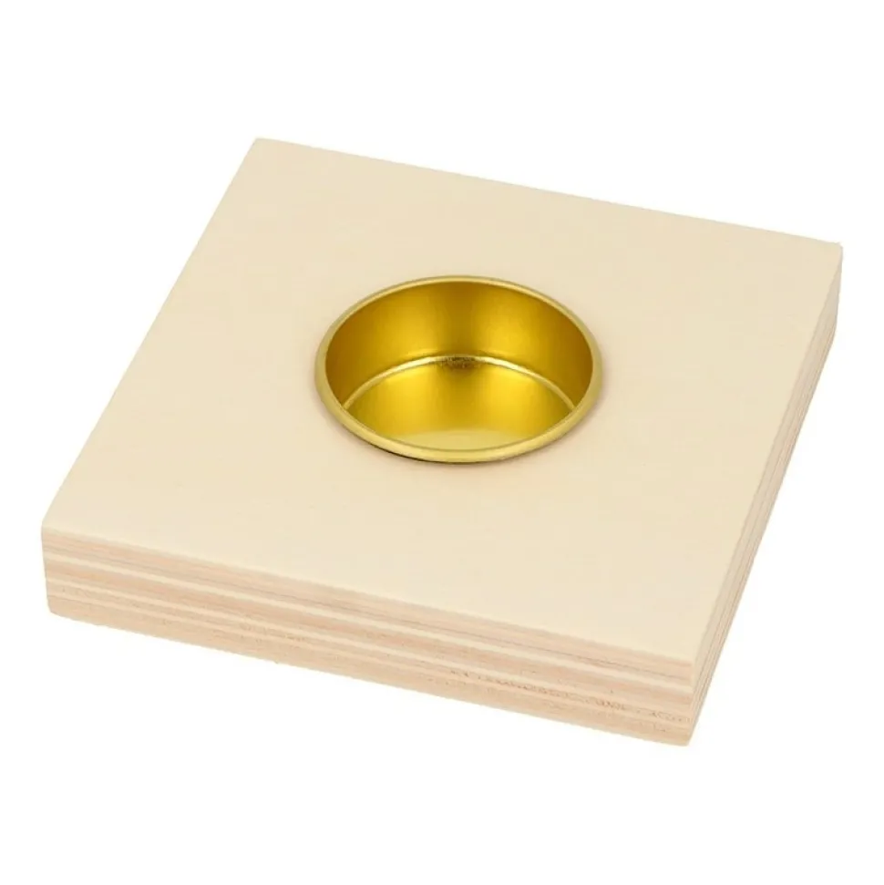 Portavelas de madera Cuadrado Artemio