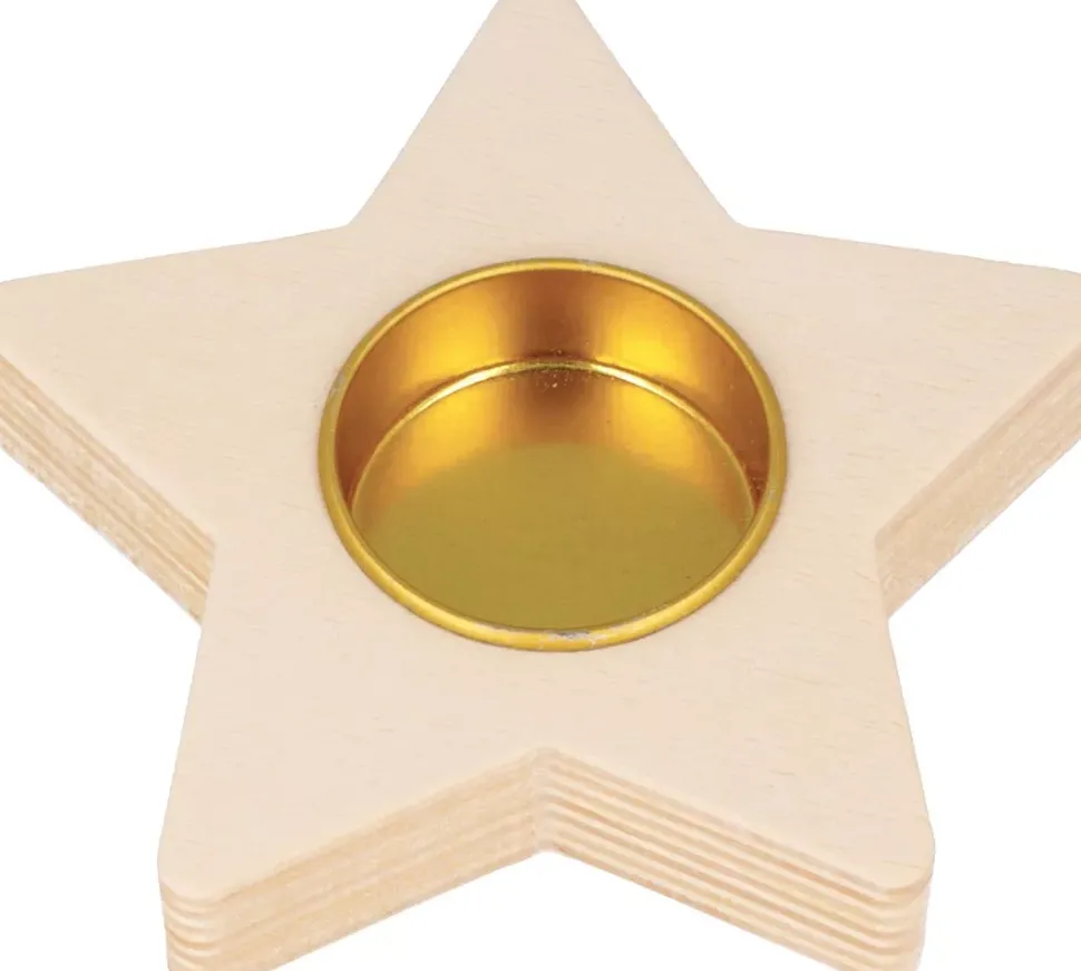 Portavelas De Madera Estrella Artemio