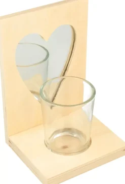 Portavelas Madera Corazón de Espejo Artemio
