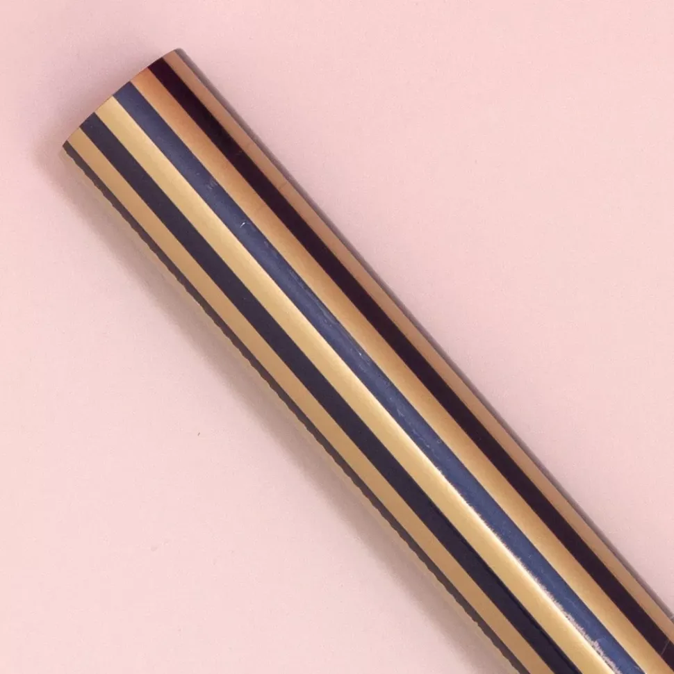 Rollo de Papel de Regalo Azul con Rayas Doradas Clairefontaine