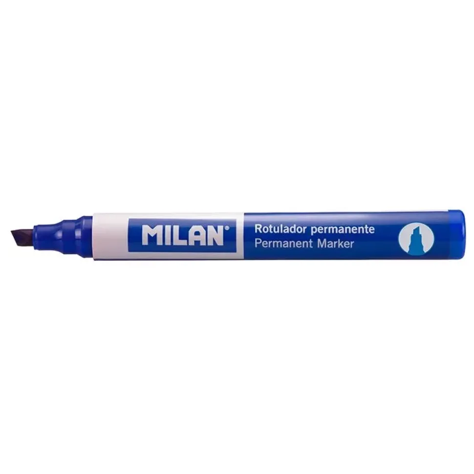 Rotulador permanente punta biselada azul Milan 1-4mm
