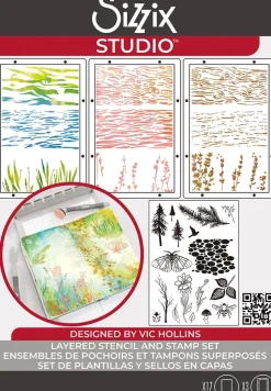 Sellos + plantillas de stencil Nature Sizzix