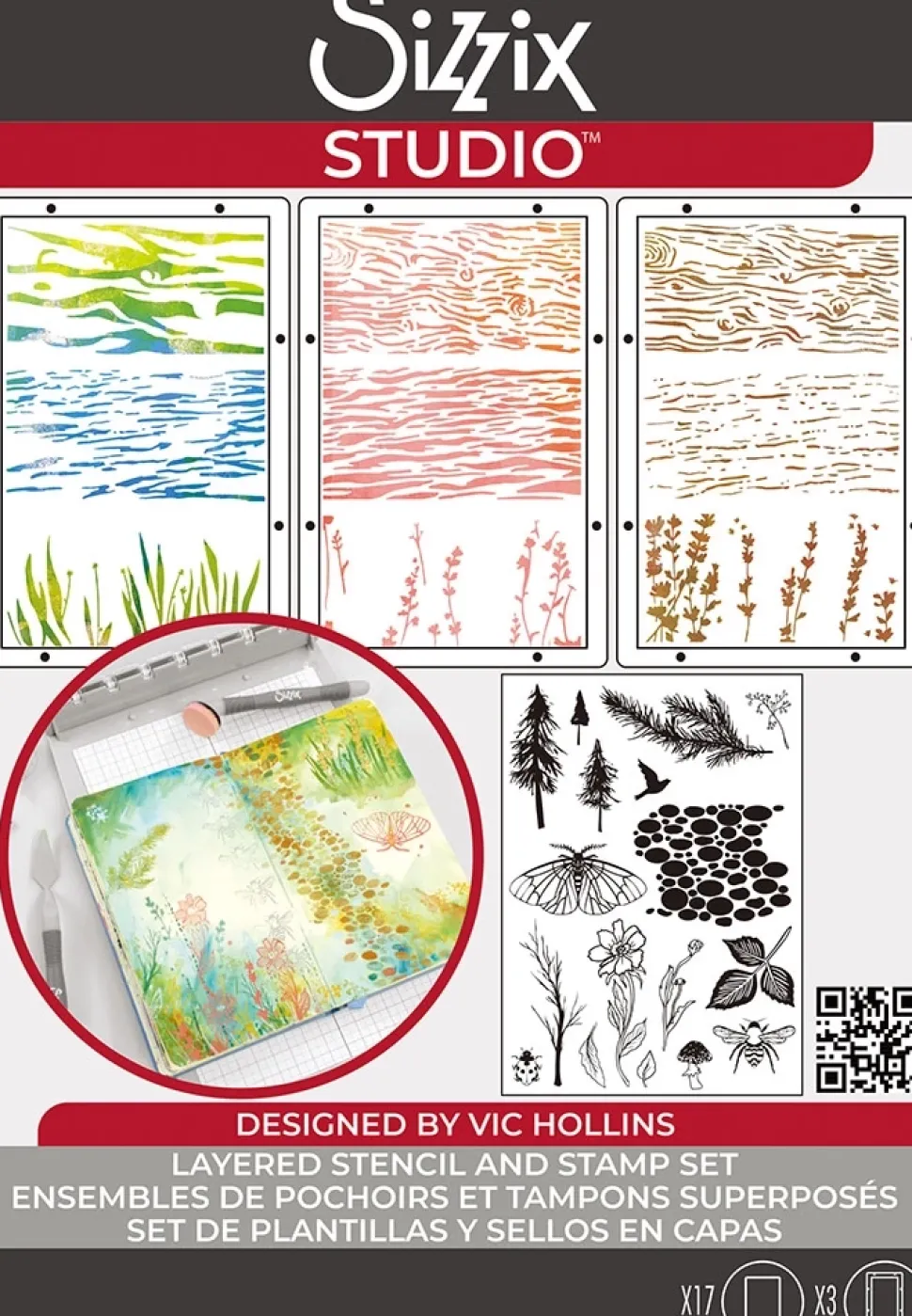 Sellos + plantillas de stencil Nature Sizzix