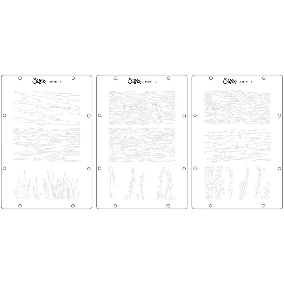 Sellos + plantillas de stencil Nature Sizzix