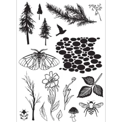 Sellos + plantillas de stencil Nature Sizzix