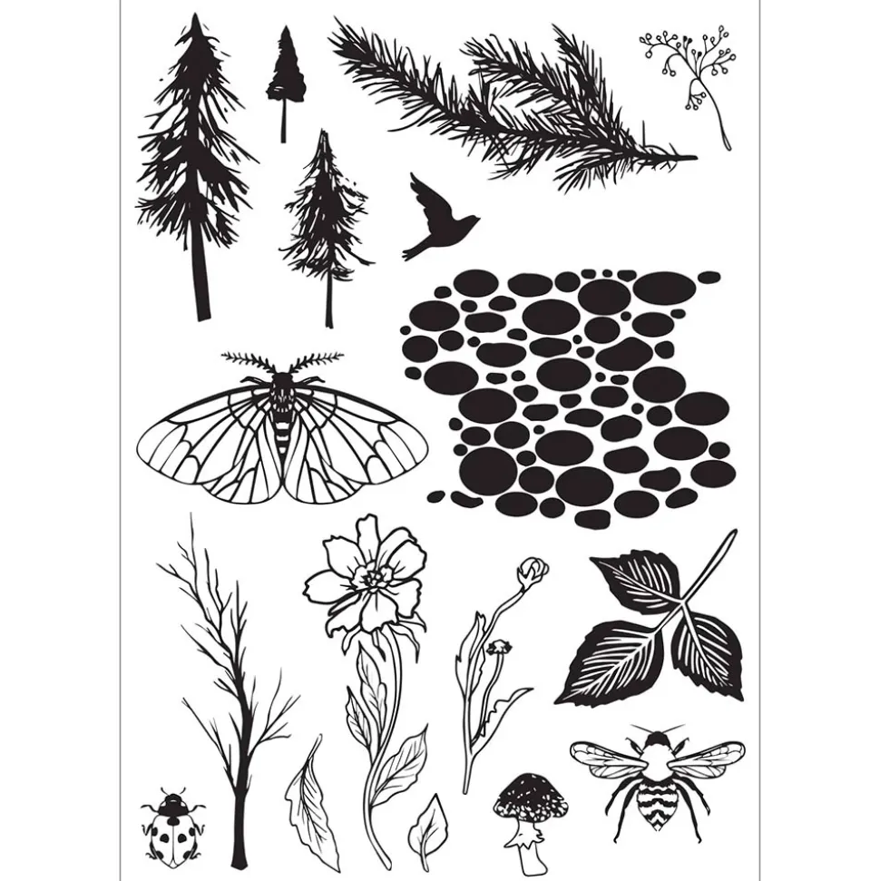 Sellos + plantillas de stencil Nature Sizzix