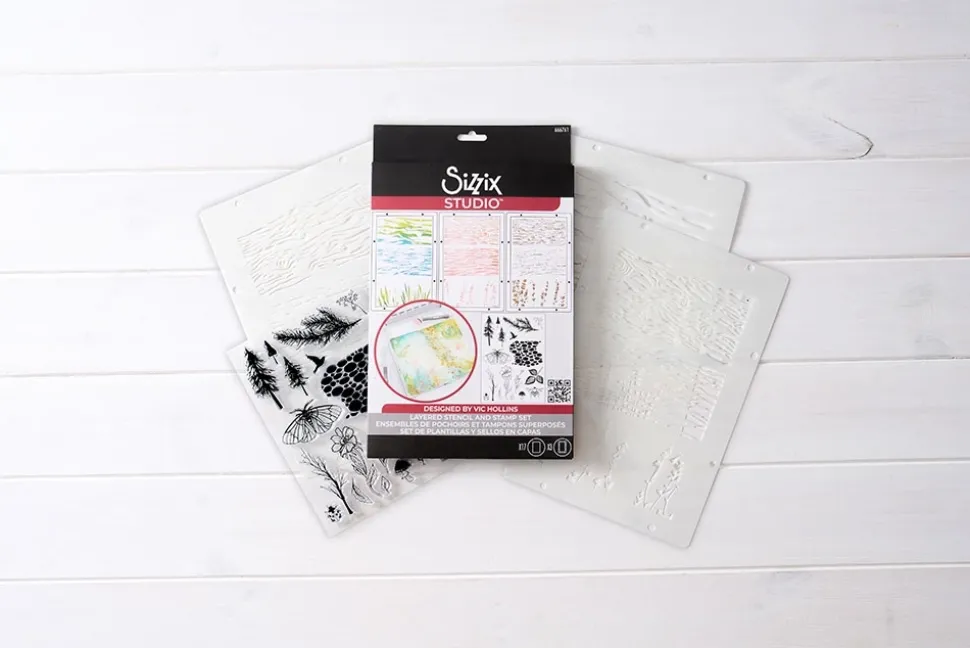 Sellos + plantillas de stencil Nature Sizzix