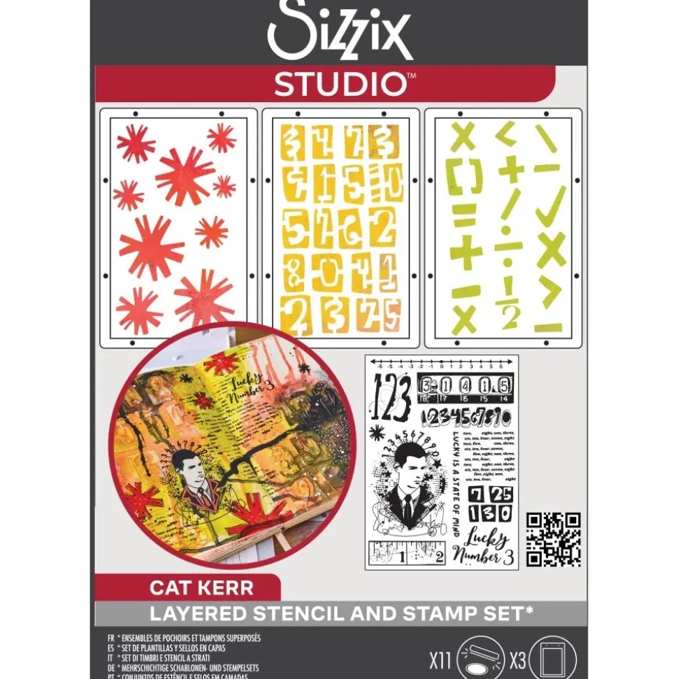 Sellos + plantillas de stencil Strength in Numbers Sizzix