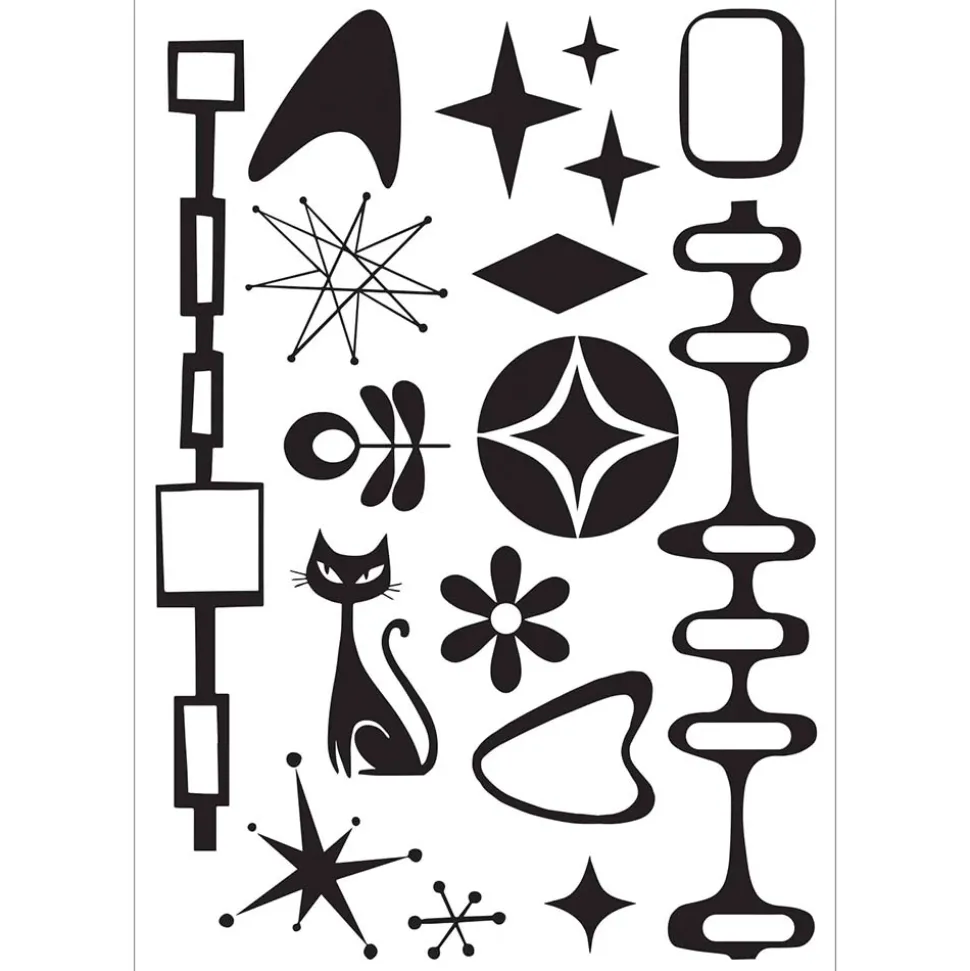 Sellos + plantillas de stencil Retro Sizzix