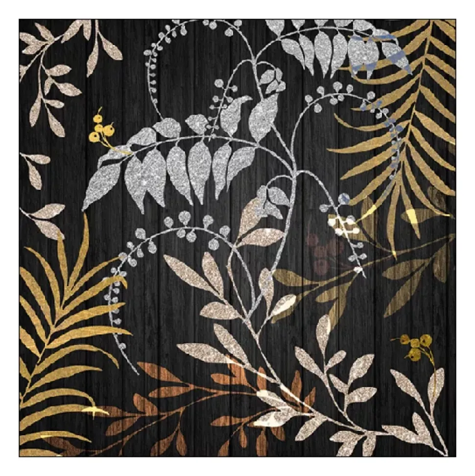 Servilletas de papel Luxury Leaves Black 33x33cm