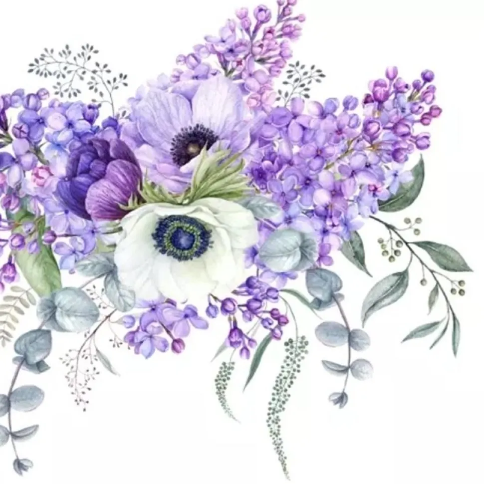 Servilletas de Papel Ramo floral lilas 33x33cm