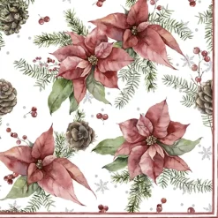 Servilletas Poinsettia & Pine Cone 33x33cm