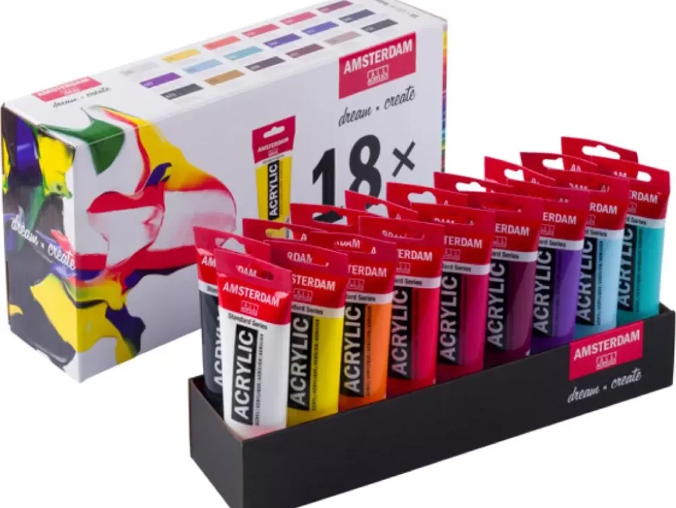 Set 18 acrílicos Amsterdam 120ml