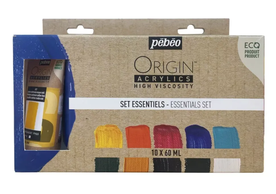 Set 10 acrílicos ecológicos Essentials Origin Pebeo 60ml