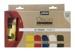 Set 5 acrílicos ecológicos primarios Origin Pebeo 60ml