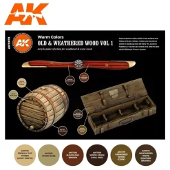 Set 6 acrílicos para efecto madera vieja y desgastada Vol1 AK Interactive 17ml
