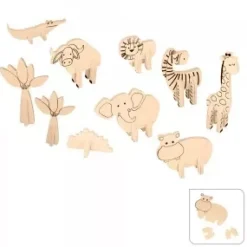 Set 12 Animales de Madera Safari Artemio