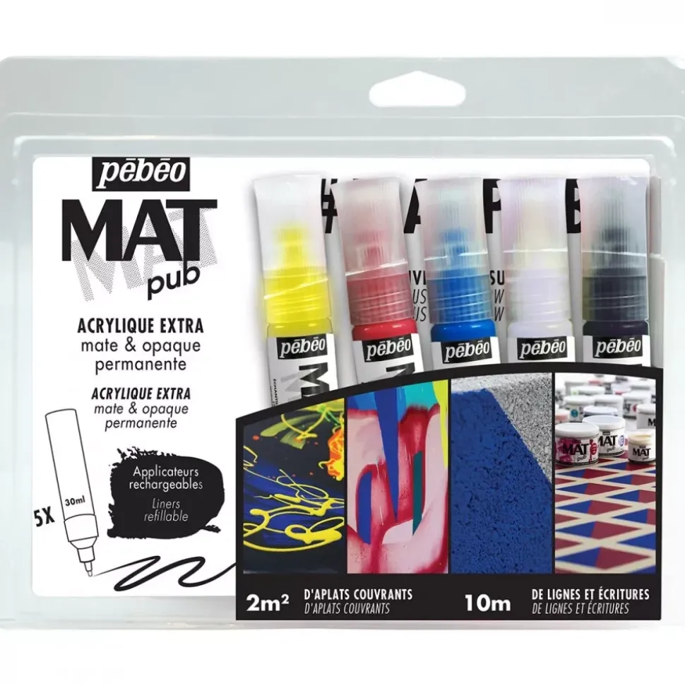 Set 5 Aplicadores Acrílicos Recargables Mat Pub Pebeo 30ml