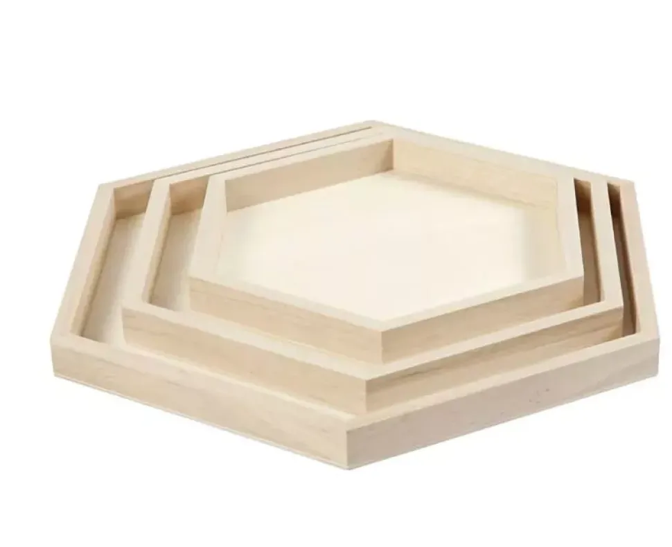 Set 3 Bandejas de Madera Hexagonales Creativ Company