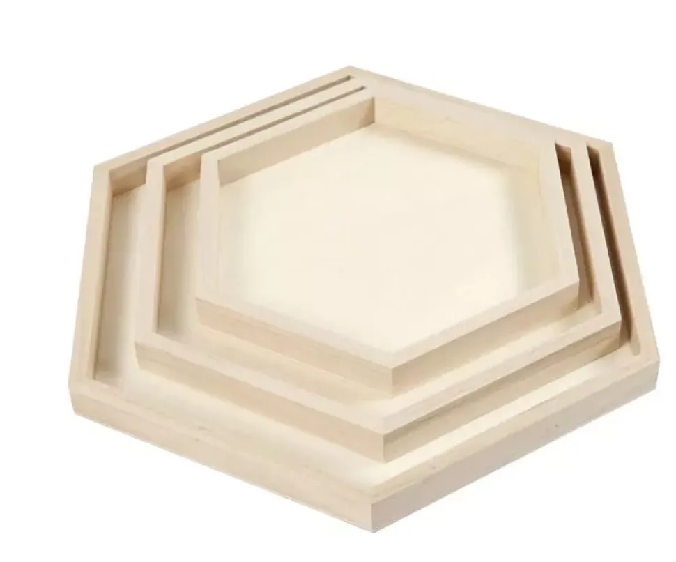 Set 3 Bandejas de Madera Hexagonales Creativ Company
