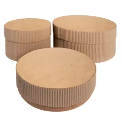Set 3 cajas circulares grandes de regalo kraft Fabrika Decoru