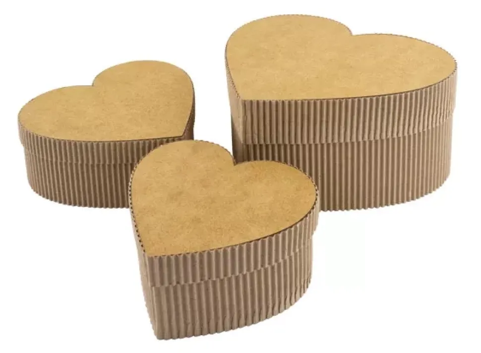 Set 3 cajas corazón de regalo kraft Fabrika Decoru