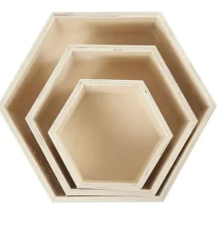 Set 3 Cajas Hexagonales de Madera Creativ Company