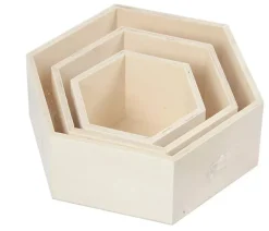 Set 3 Cajas Hexagonales de Madera Creativ Company