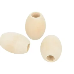 Set 3 cuentas de madera ovaladas Artemio