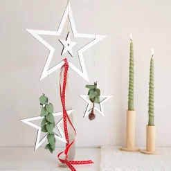 Set 4 Estrellas de Madera Blanco Halbach