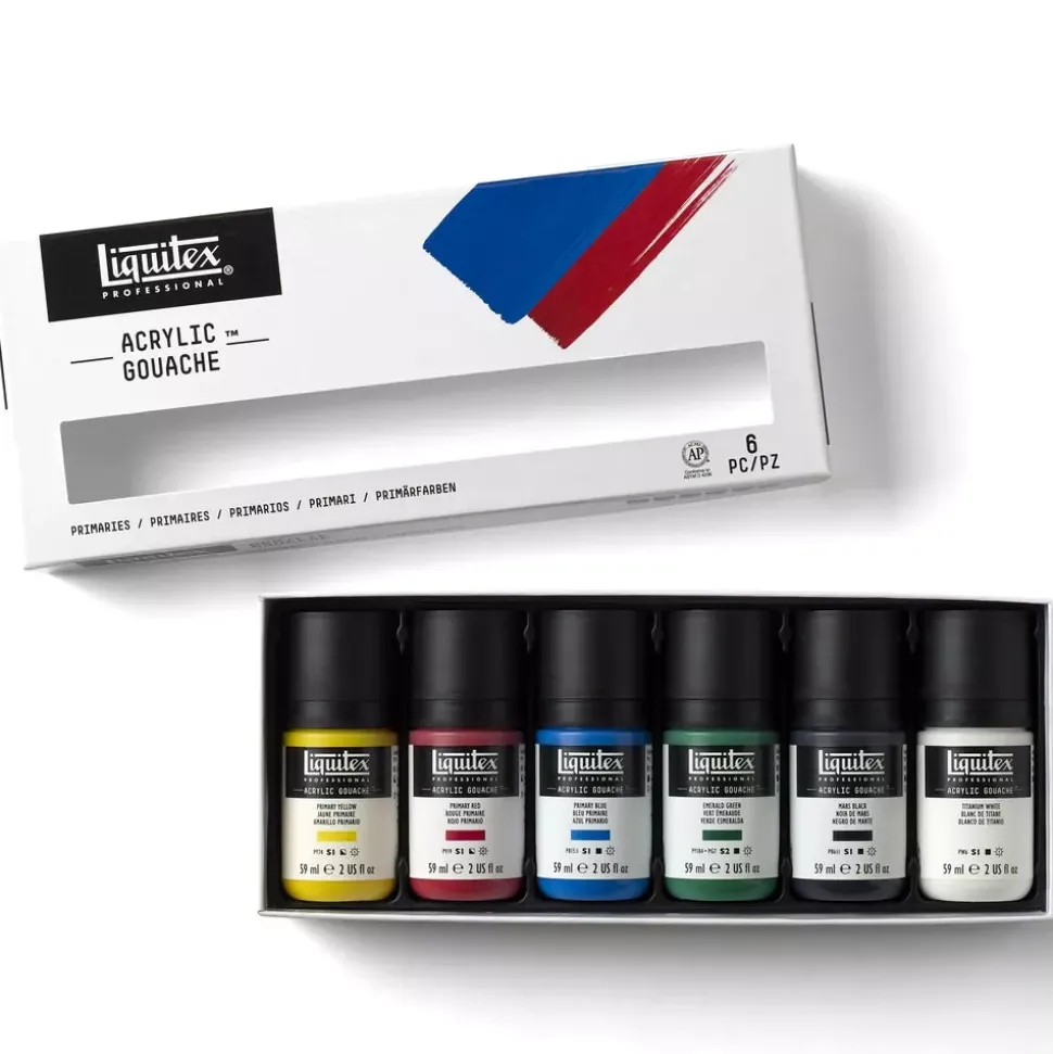 Set 6 Gouache Acrílico Colores Primarios Liquitex 59ml
