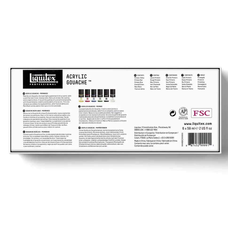 Set 6 Gouache Acrílico Colores Primarios Liquitex 59ml
